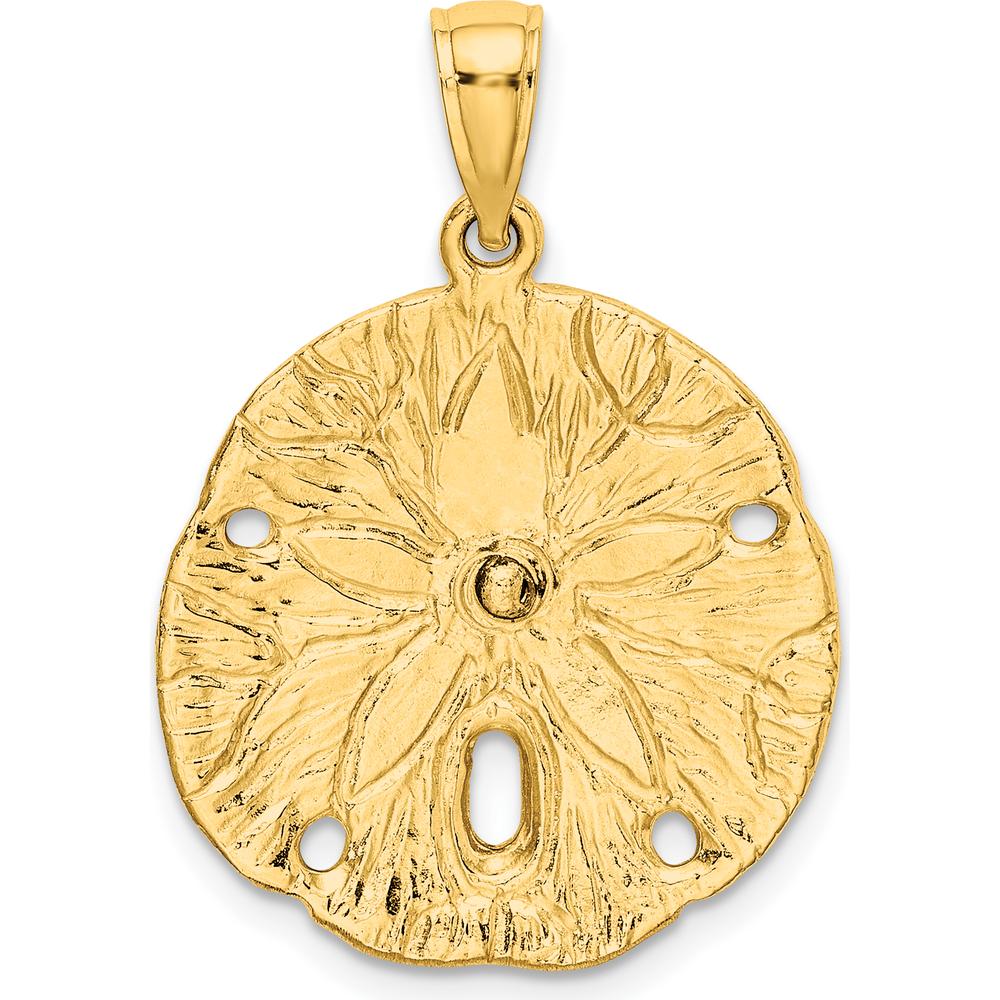 10K Yellow Gold Sand Dollar with Starfish Charm Pendant - Polished Finish 20.4mm Length
