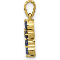 10K Yellow Gold Sapphire and Diamond Cross Pendant - 0.12 Carat Total Gem Weight by Oro Pregiato