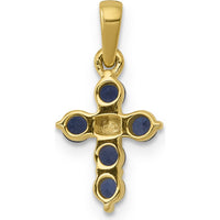 10K Yellow Gold Sapphire and Diamond Cross Pendant - 0.12 Carat Total Gem Weight by Oro Pregiato