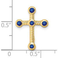 10K Yellow Gold Sapphire Cross Pendant with Five Round Natural Sapphires - 0.0585 Carat Total Sapphire Weight by Lumare Gioia