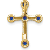 10K Yellow Gold Sapphire Cross Pendant with Five Round Natural Sapphires - 0.0585 Carat Total Sapphire Weight by Lumare Gioia