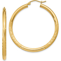 10K Yellow Gold Satin & Diamond-Cut 40mm Large Hoop Earrings