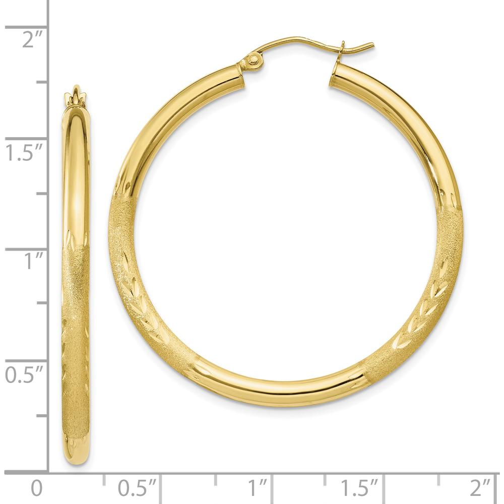 10K Yellow Gold Satin & Diamond-Cut 40mm Large Hoop Earrings