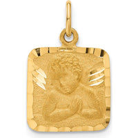 10K Yellow Gold Satin & Diamond-Cut Angel Charm Pendant