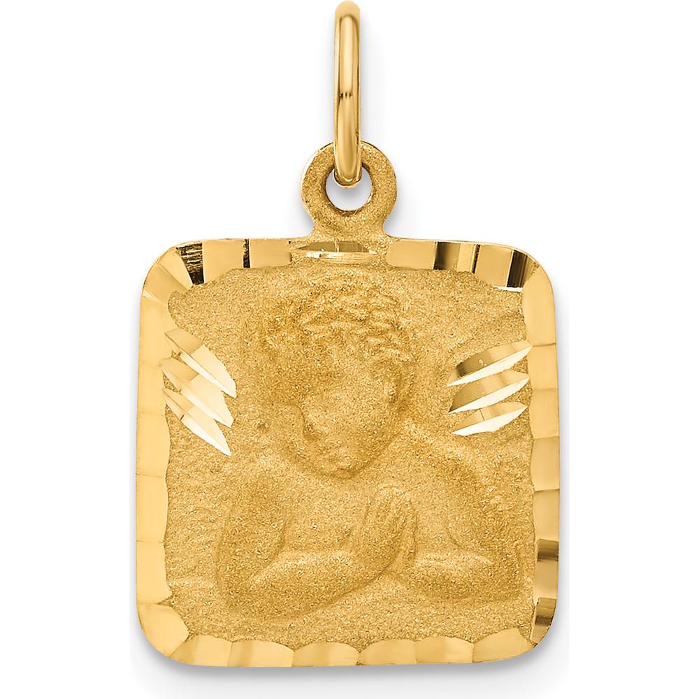 10K Yellow Gold Satin & Diamond-Cut Angel Charm Pendant