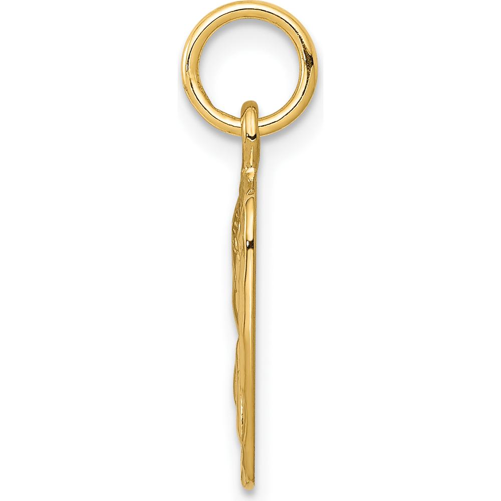 10K Yellow Gold Satin & Diamond-Cut Angel Charm Pendant