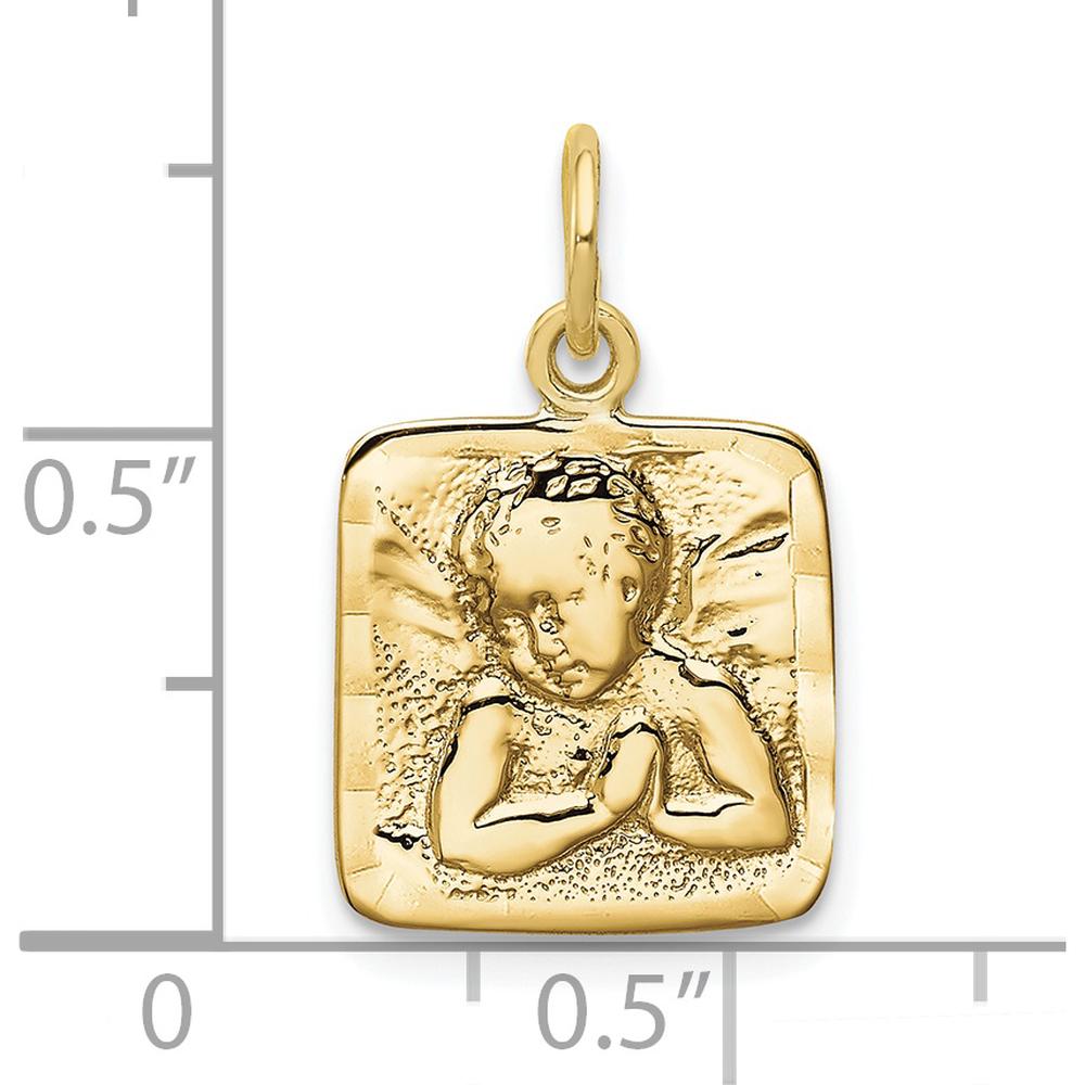 10K Yellow Gold Satin & Diamond-Cut Angel Charm Pendant