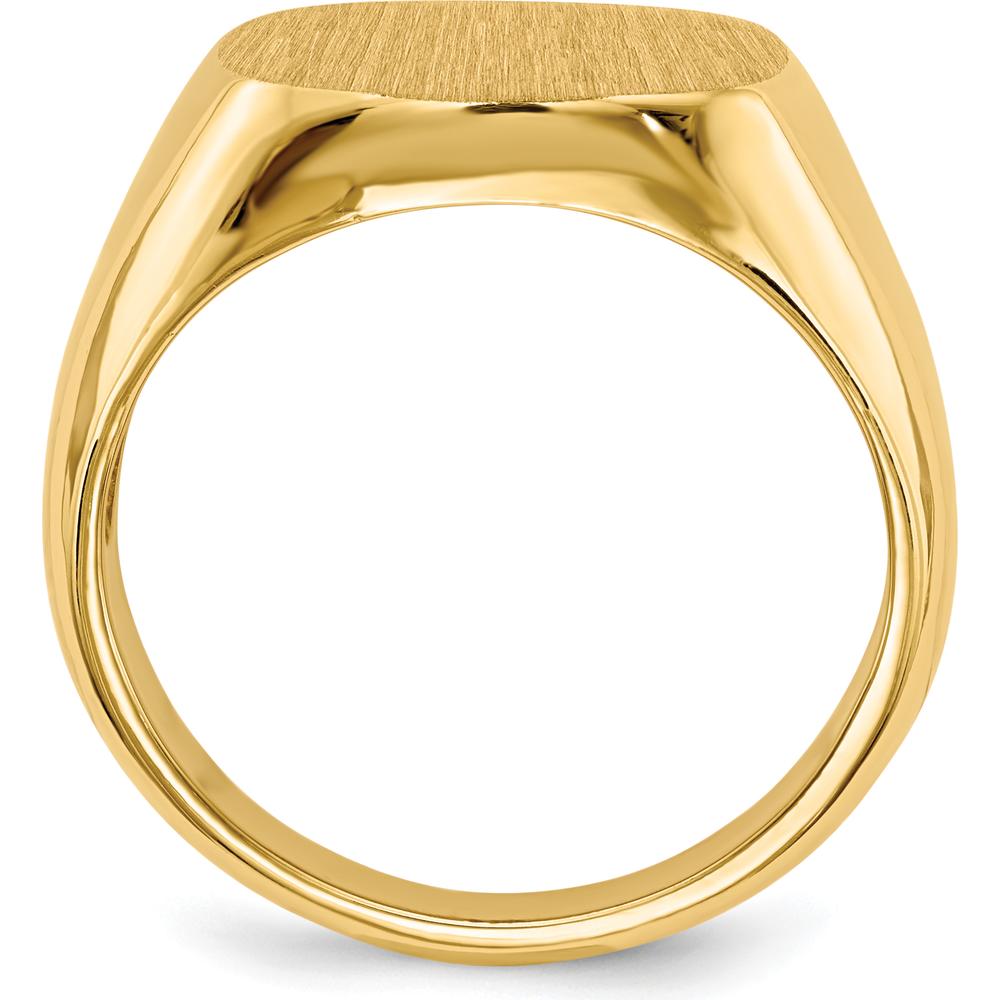 10K Yellow Gold Satin & Polished Signet Ring with Open Back - Size 8 to 12