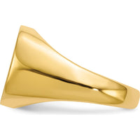 10K Yellow Gold Satin & Polished Signet Ring with Open Back - Size 8 to 12