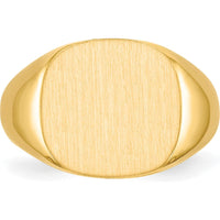 10K Yellow Gold Satin & Polished Signet Ring with Open Back - Size 8 to 12