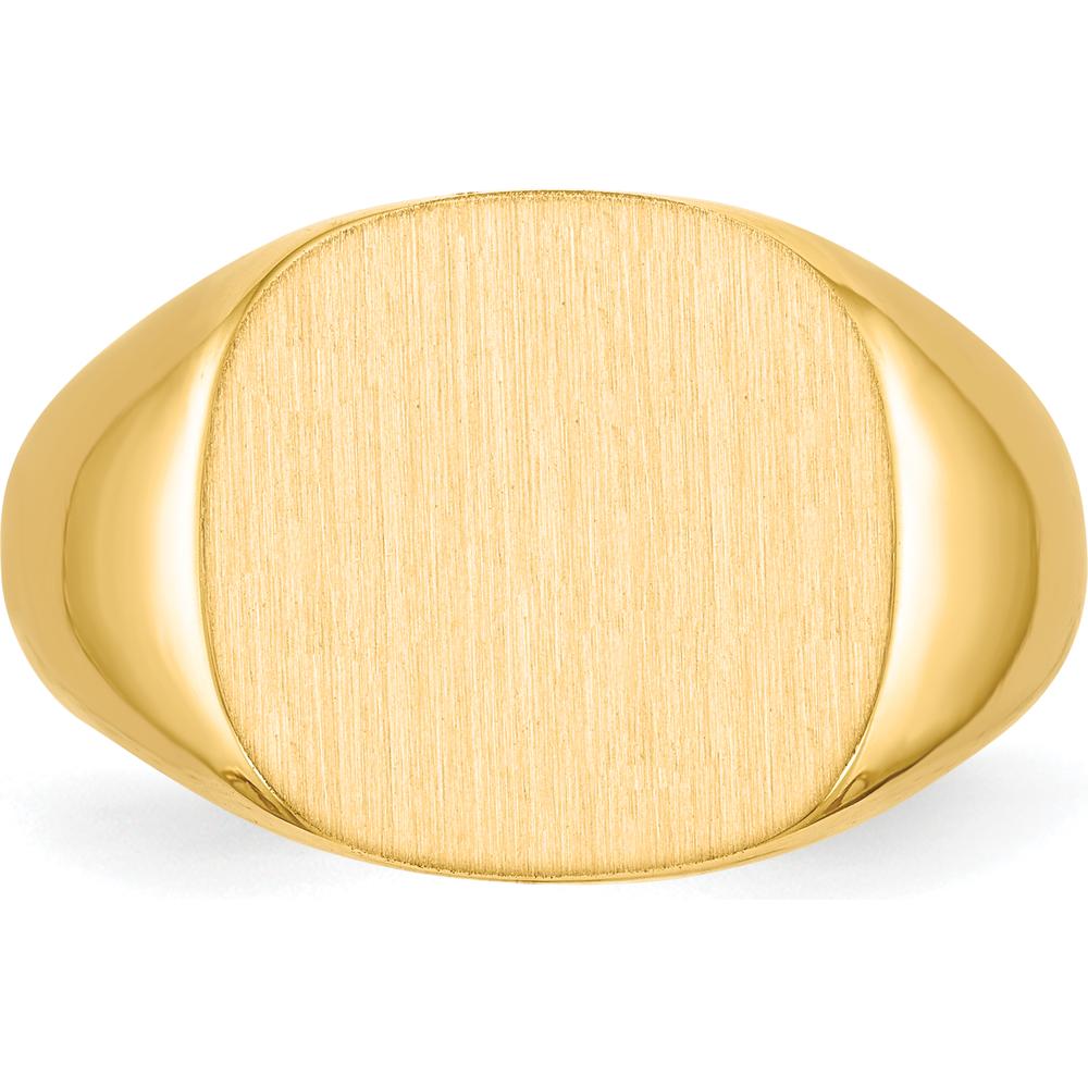 10K Yellow Gold Satin & Polished Signet Ring with Open Back - Size 8 to 12