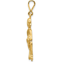 10K Yellow Gold Satin Aquarius Zodiac Pendant Charm - 40mm