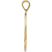 10K Yellow Gold Satin Diamond-Cut Crooked Heart Pendant - 38mm Length