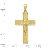 10K Yellow Gold Satin Finish Crucifix Pendant - 44mm Length