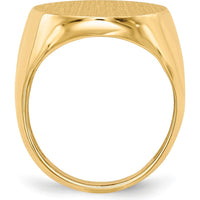 10K Yellow Gold Satin Finish Engravable Open Back Men's Signet Ring - 22x18mm Top