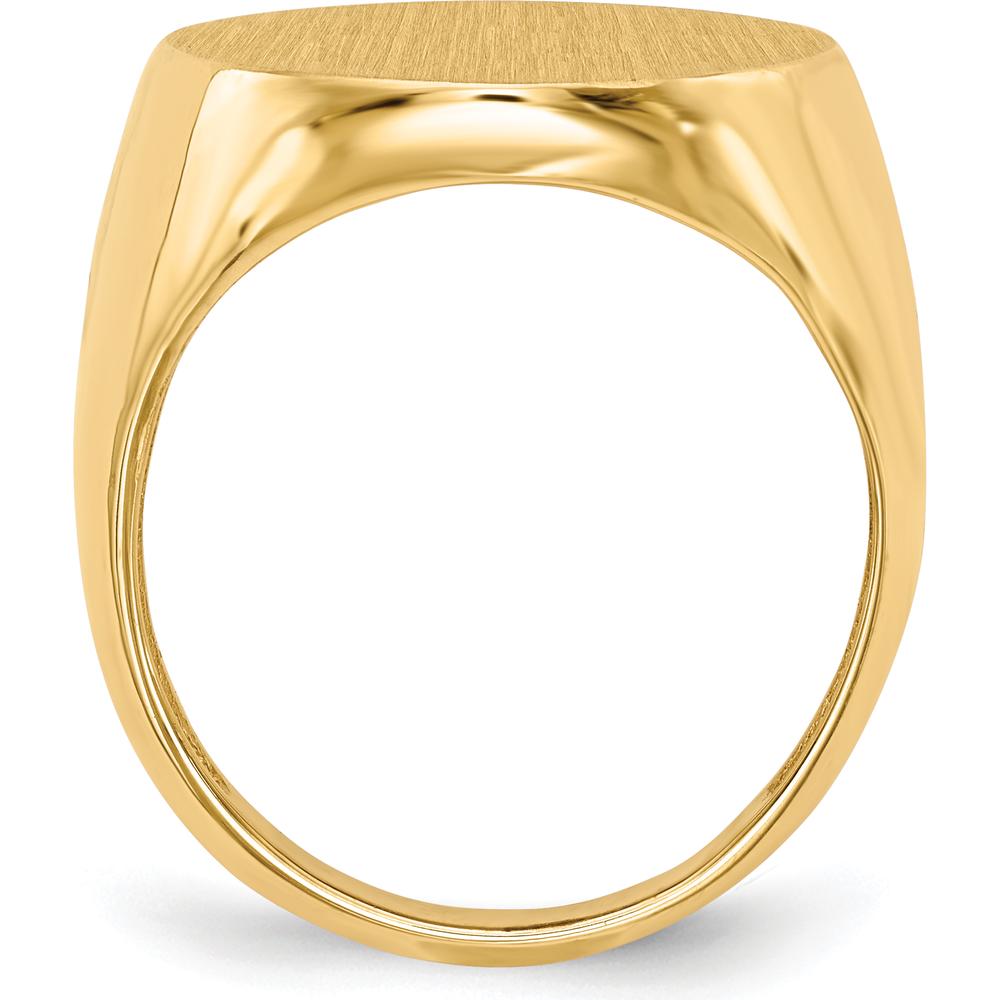 10K Yellow Gold Satin Finish Engravable Open Back Men's Signet Ring - 22x18mm Top