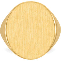 10K Yellow Gold Satin Finish Engravable Open Back Men's Signet Ring - 22x18mm Top