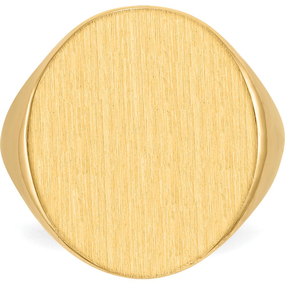 10K Yellow Gold Satin Finish Engravable Open Back Men's Signet Ring - 22x18mm Top