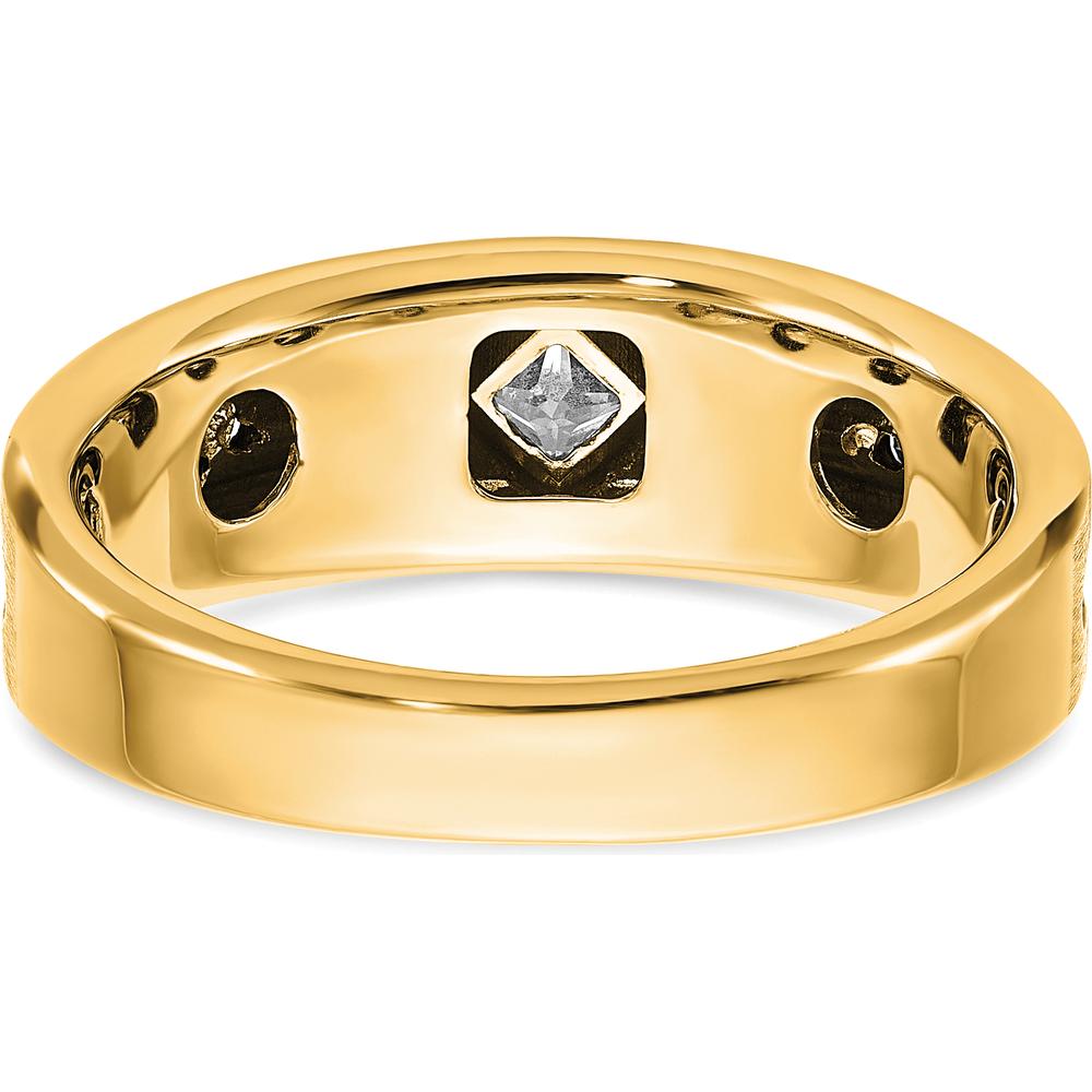 10K Yellow Gold Satin Finish Men's Band Ring with ½ Carat Black and White Diamonds by IBGoodman