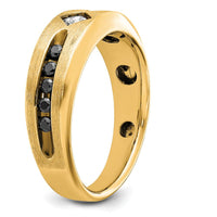 10K Yellow Gold Satin Finish Men's Band Ring with ½ Carat Black and White Diamonds by IBGoodman