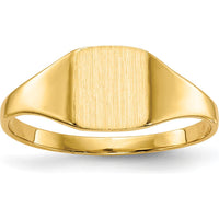 10K Yellow Gold Satin Finish Signet Ring - Engravable - 6.5x7.0mm Top Width