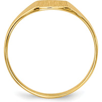 10K Yellow Gold Satin Finish Signet Ring - Engravable - 6.5x7.0mm Top Width