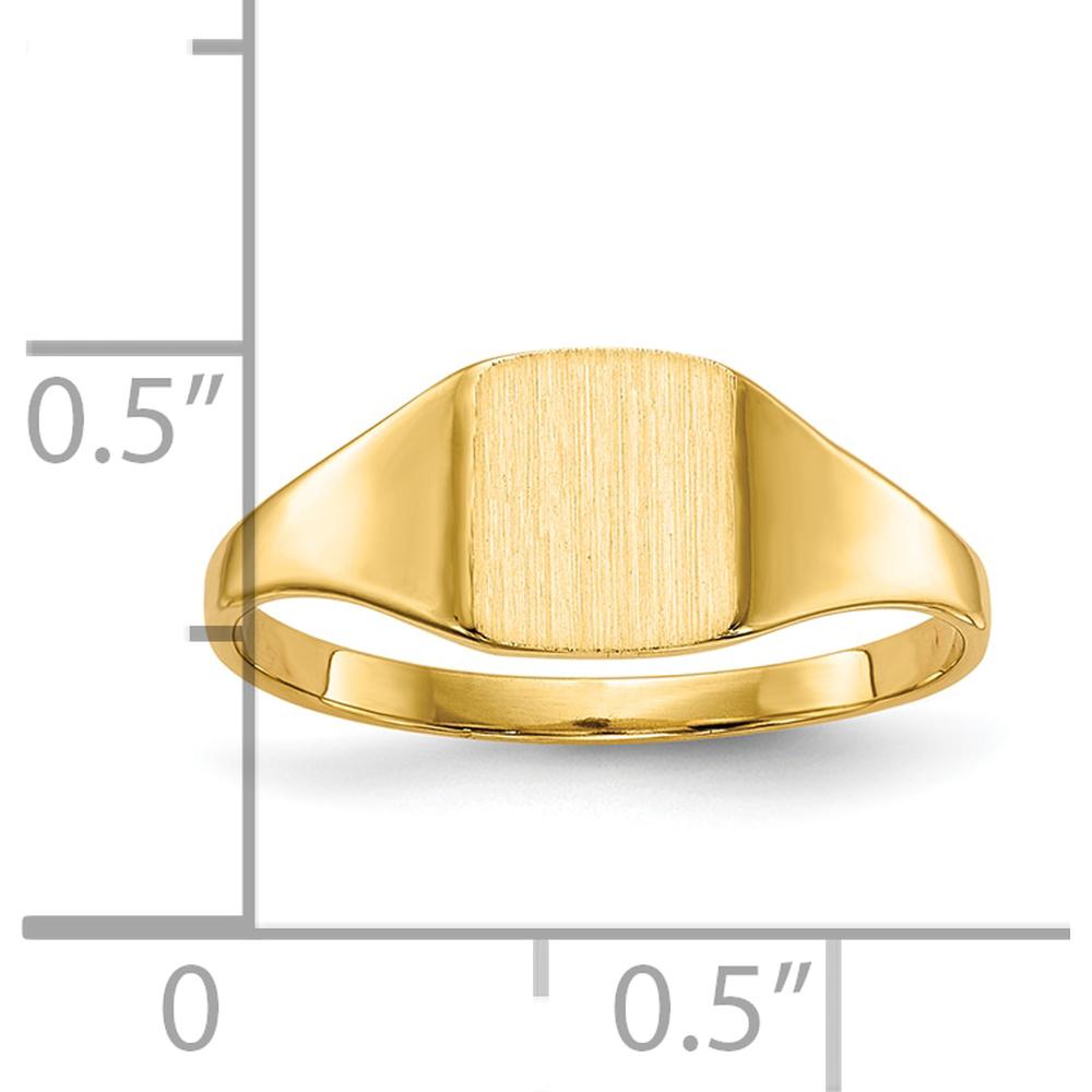 10K Yellow Gold Satin Finish Signet Ring - Engravable - 6.5x7.0mm Top Width