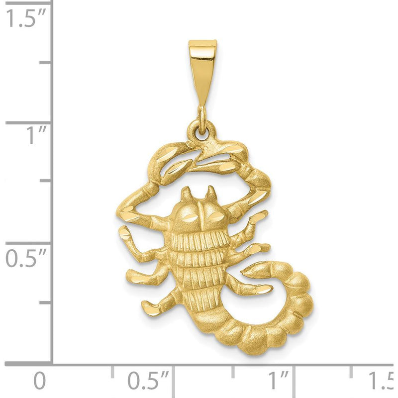 10K Yellow Gold Scorpio Zodiac Charm - 35mm Length, Polished Finish