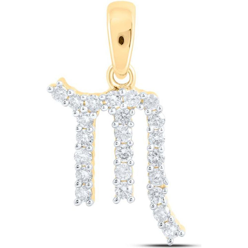 10K Yellow Gold Scorpio Zodiac Pendant with Round Prong-Set Diamonds - 1/4 Carat Total Diamond Weight