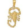 10K Yellow Gold Scorpion Charm Pendant - Polished and Textured Design