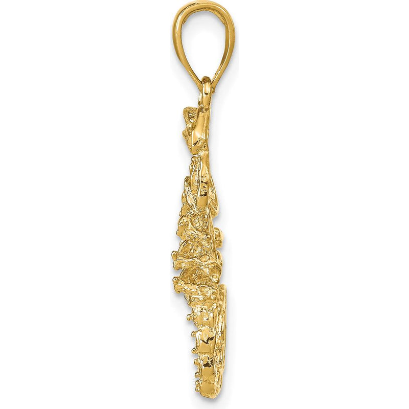 10K Yellow Gold Scorpion Charm Pendant - Polished and Textured Design