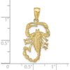 10K Yellow Gold Scorpion Charm Pendant - Polished and Textured Design