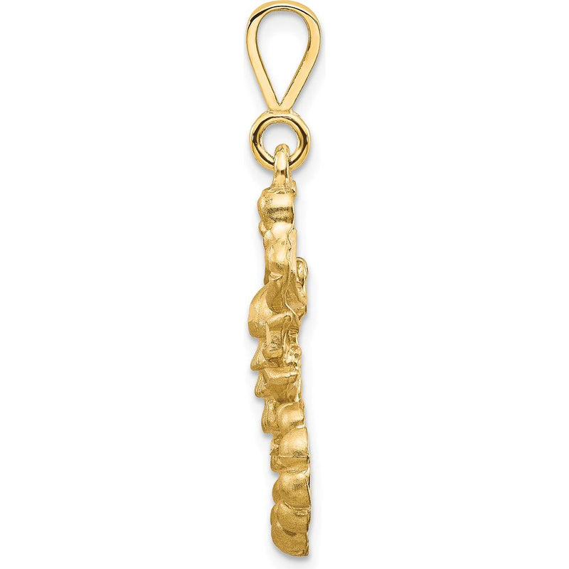 10K Yellow Gold Scorpion Themed Pendant Charm - Solid Polished Design, 35mm Length