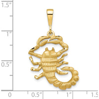 10K Yellow Gold Scorpion Themed Pendant Charm - Solid Polished Design, 35mm Length