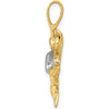 10K Yellow Gold Scuba Diver Pendant with Rhodium Accents - Polished Finish