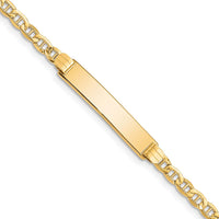 10K Yellow Gold Semi-Solid Anchor Link ID Bracelet with Engravable Charm