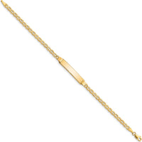 10K Yellow Gold Semi-Solid Anchor Link ID Bracelet with Engravable Charm
