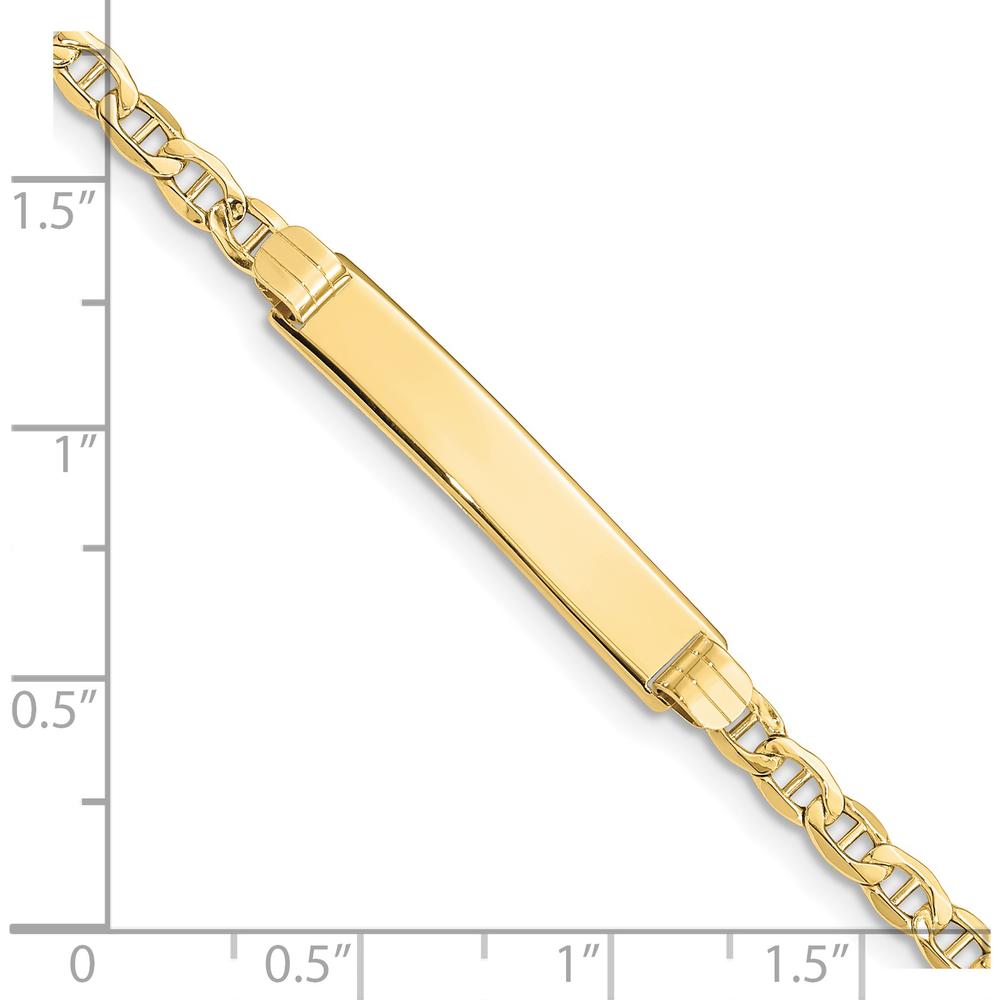 10K Yellow Gold Semi-Solid Anchor Link ID Bracelet with Engravable Charm