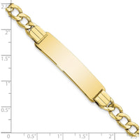 10K Yellow Gold Semi-Solid Curb Link ID Bracelet - 8" Length