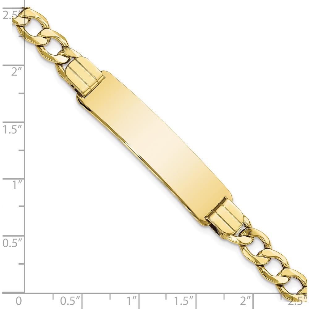 10K Yellow Gold Semi-Solid Curb Link ID Bracelet - 8" Length