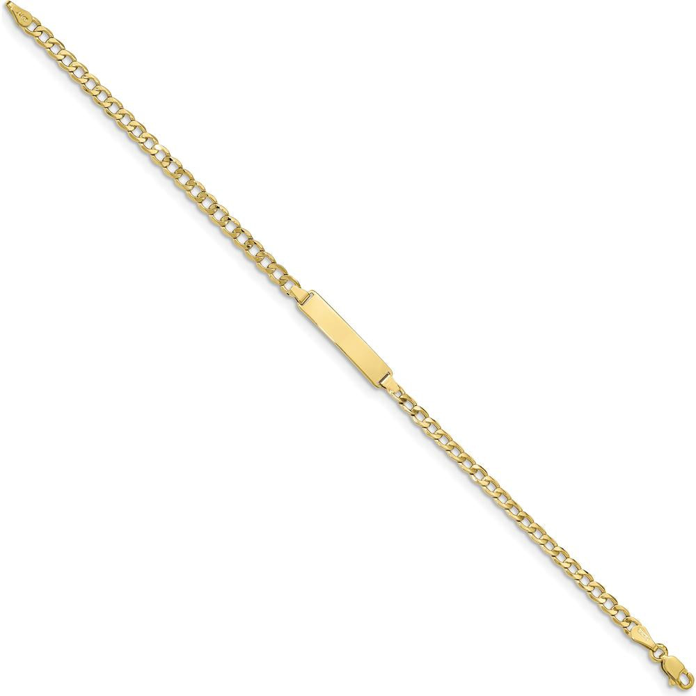 10K Yellow Gold Semi-Solid Curb Link ID Bracelet - 8" Long