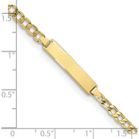 10K Yellow Gold Semi-Solid Curb Link ID Bracelet - 8" Long