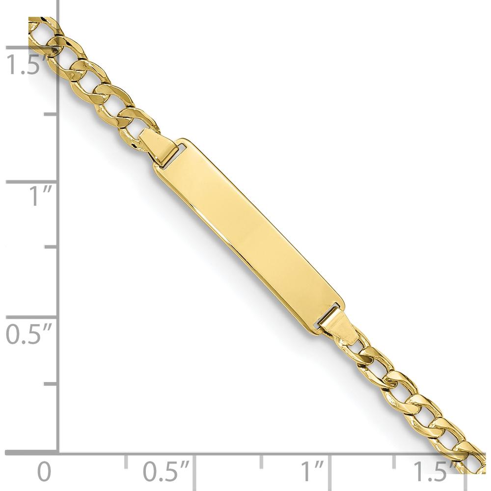 10K Yellow Gold Semi-Solid Curb Link ID Bracelet - 8" Long