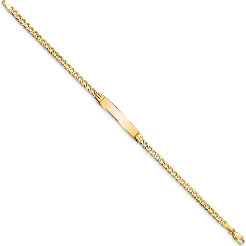 10K Yellow Gold Semi-Solid Curb Link ID Bracelet with Customizable Plate
