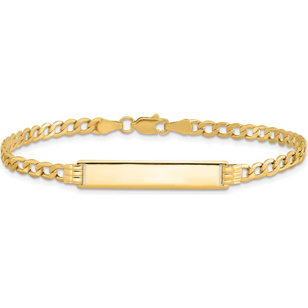 10K Yellow Gold Semi-Solid Curb Link ID Bracelet with Customizable Plate