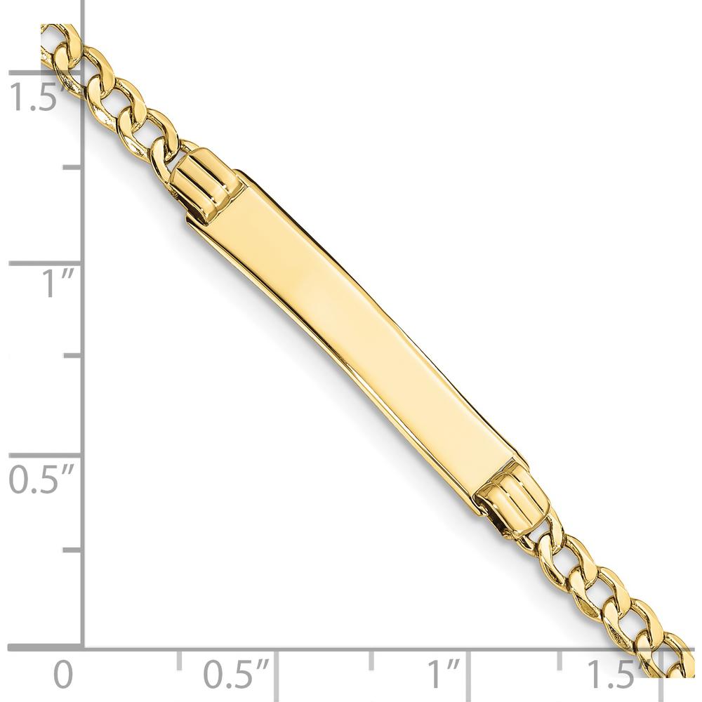 10K Yellow Gold Semi-Solid Curb Link ID Bracelet with Customizable Plate