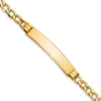 10K Yellow Gold Semi-Solid Curb Link ID Bracelet with Engravable Charm Element - 8"