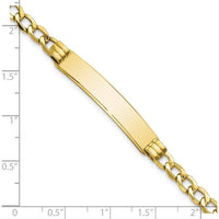 10K Yellow Gold Semi-Solid Curb Link ID Bracelet with Engravable Charm Element - 8"