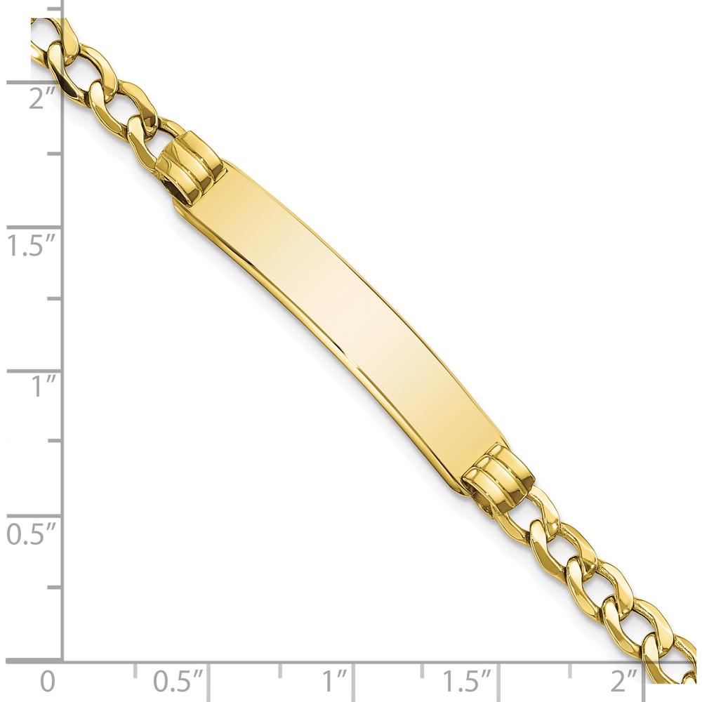 10K Yellow Gold Semi-Solid Curb Link ID Bracelet with Engravable Charm Element - 8"