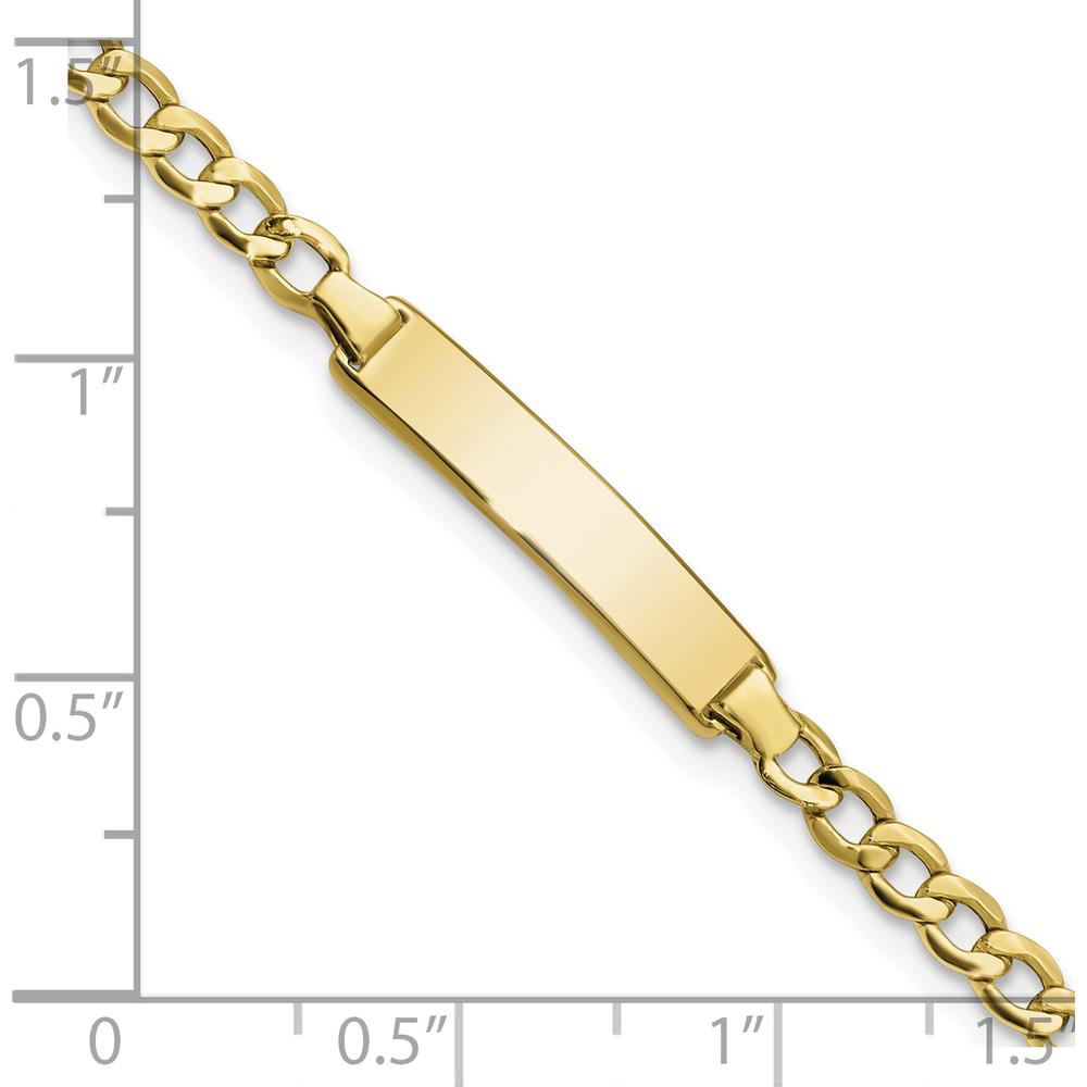 10K Yellow Gold Semi-Solid Curb Link ID Bracelet with Engravable Plate - 7"